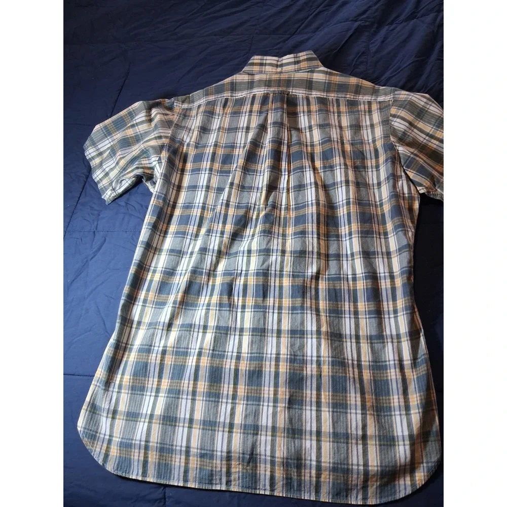 Polo Ralph Lauren Brown‎ Green Safari Plaid Short Sleeve Work Shirt Medium